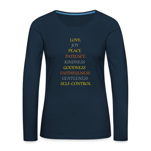 Women's Love, Joy, Peace Long Sleeve T-Shirt - deep navy