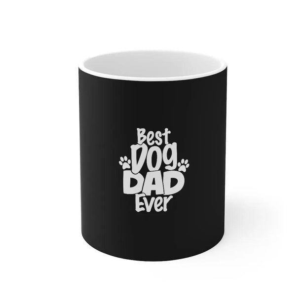 black ceramic best dog dad ever coffee mug