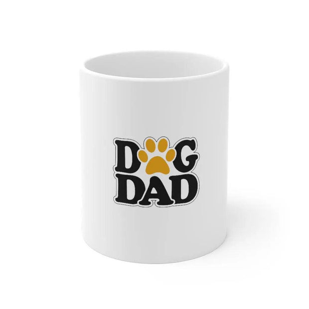 white dog dad ceramic coffee mug
