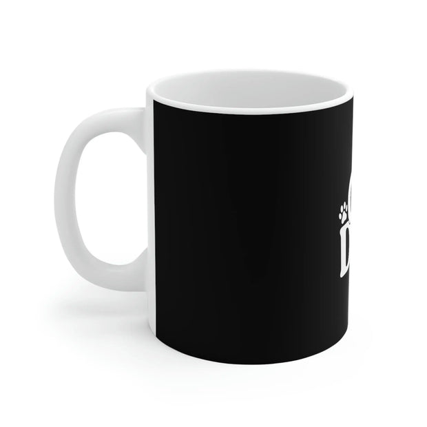 Black coffee mug with whiite handle