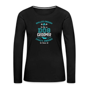 Custom Women's Premium Long Sleeve Dog Groomer T-Shirt - black