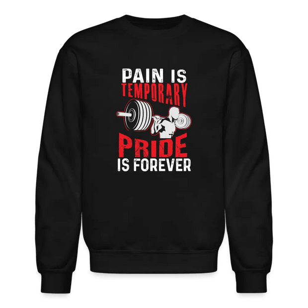 custom screen printed Men's Pain Is Temporary Black Cotton Sweatshirt 