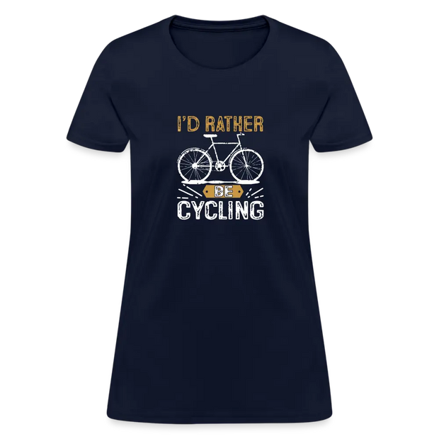 Women's I'd Rather Be Cycling T-Shirt - navy
